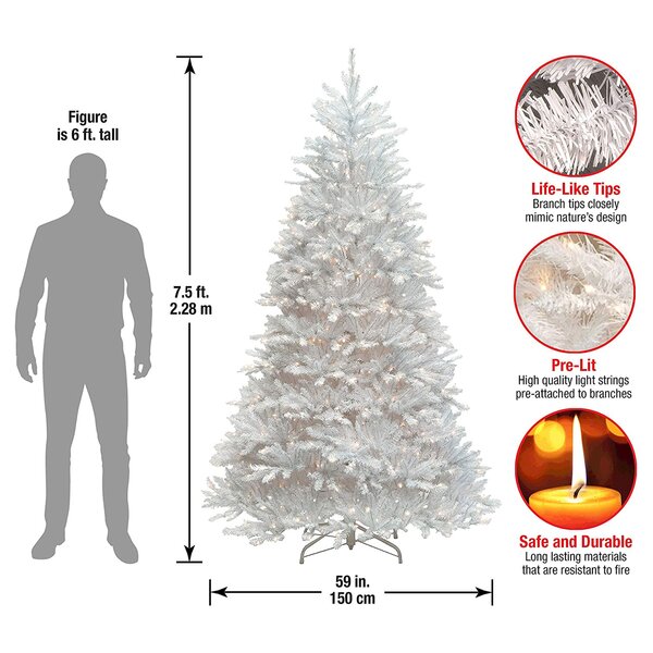 Dunhill Fir 90'' Lighted Artificial Fir Christmas Tree