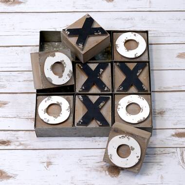 Family XOXO Decorative Pieces Adult Rustic Kids Play EARTHLY HOME Tic Tac Toe for Kids and Adults Living Room Coffee Table Décor 4 Style 1 Night Classic Board Games 