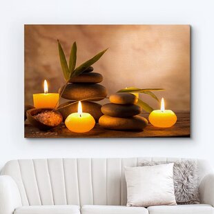 Spa Bathroom Still Life with Aromatic Candles Canvas Modern Wall Art Decor Hang 
