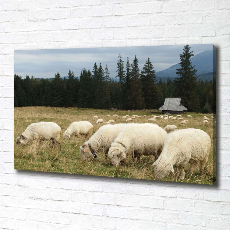August Grove Sheep Grazing - Unframed Art Prints on Canvas | Wayfair.co.uk
