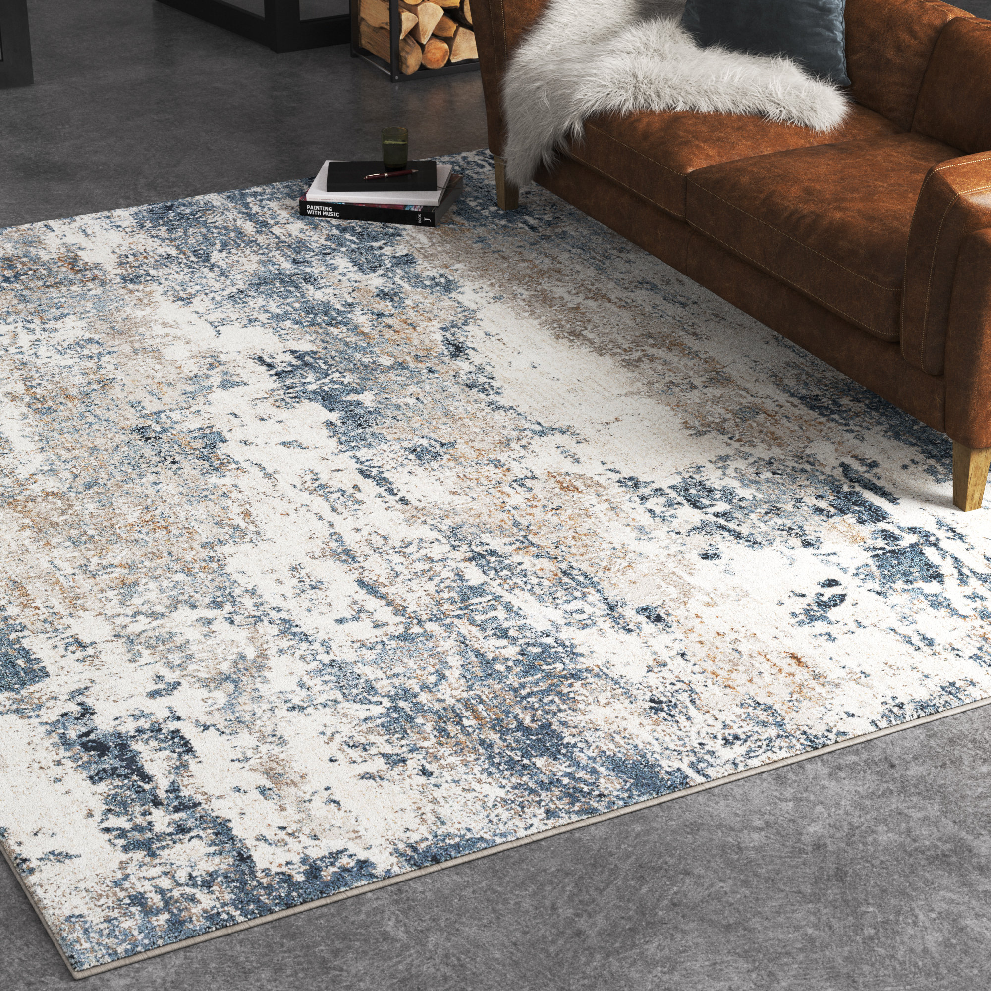 Steelside™ Lemaire Abstract Blue/Gray/Ivory Area Rug & Reviews Wayfair