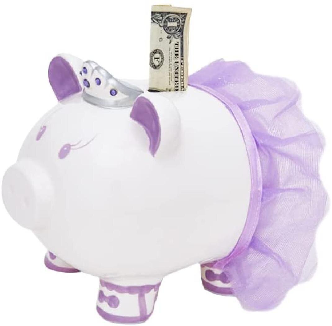 White Princess Piggy Bank Coin Money Saving Bank Pig Box Gift for Her Kid Banks 