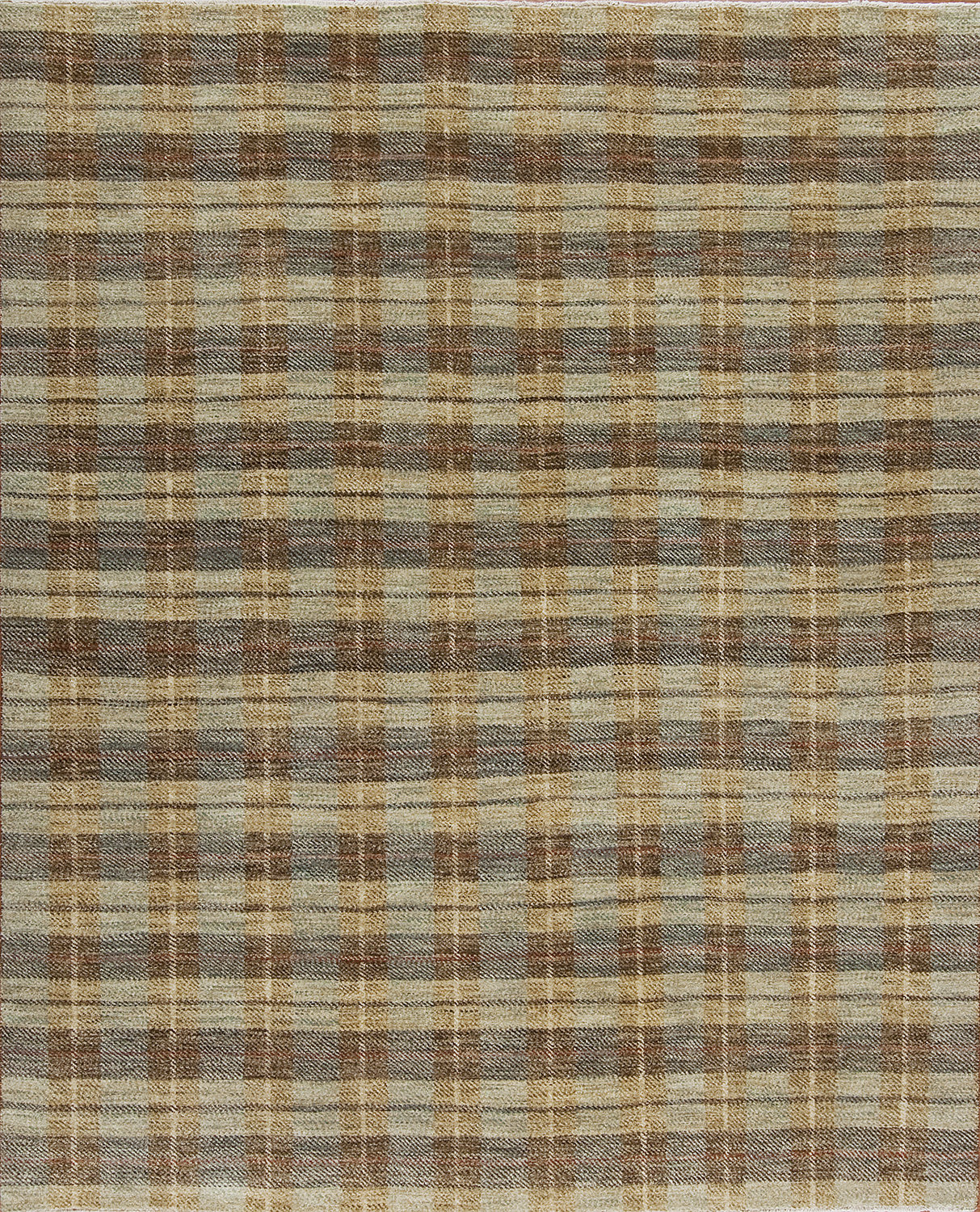 Samad Rugs Textures Plaid Hand-Knotted Wool Area Rug in Chocolate/Gray ...