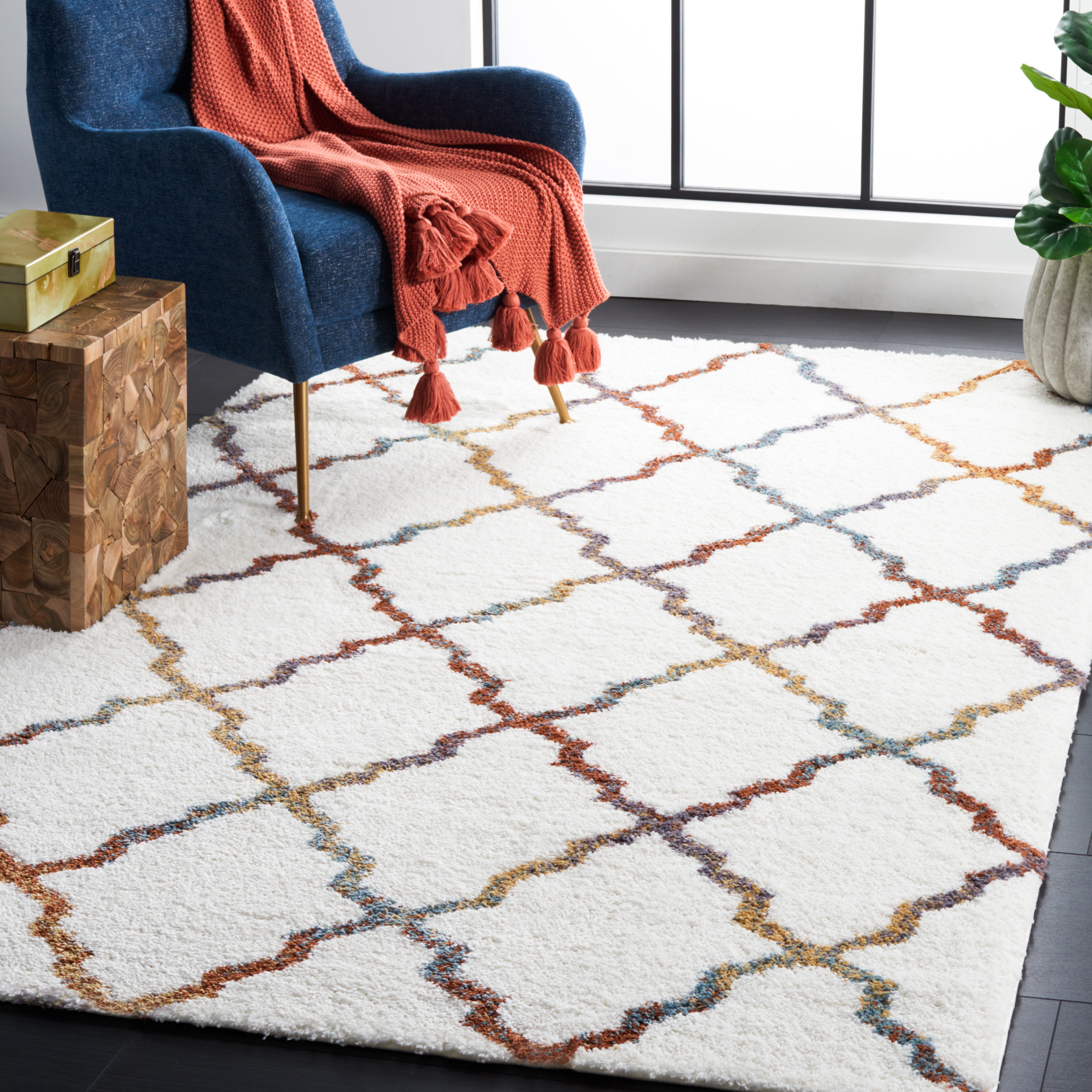Red Barrel Studio® Geometric Ivory/Red Area Rug Wayfair