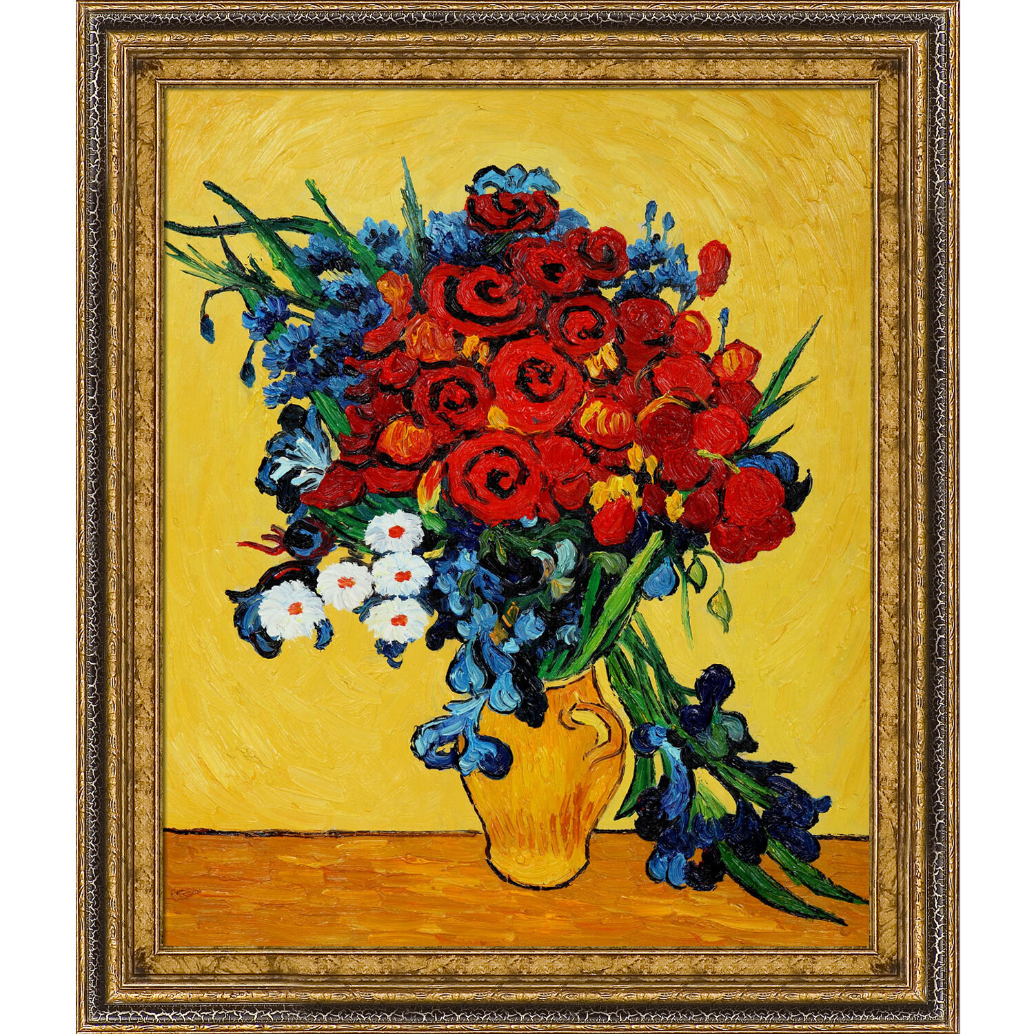 Poppies and Iris Collage by Vincent Van Gogh Re Print On Framed Canvas Wall Art 