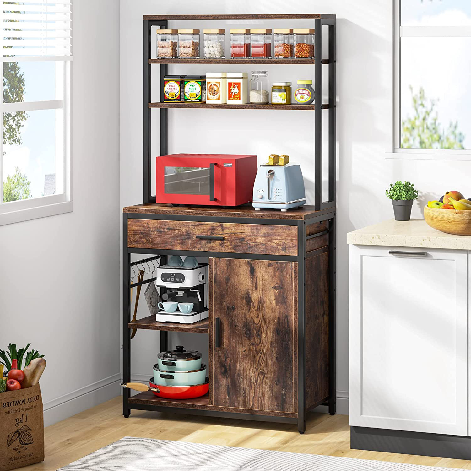 17 Stories Lynnsy 31.5'' Steel Standard Baker's Rack with Microwave