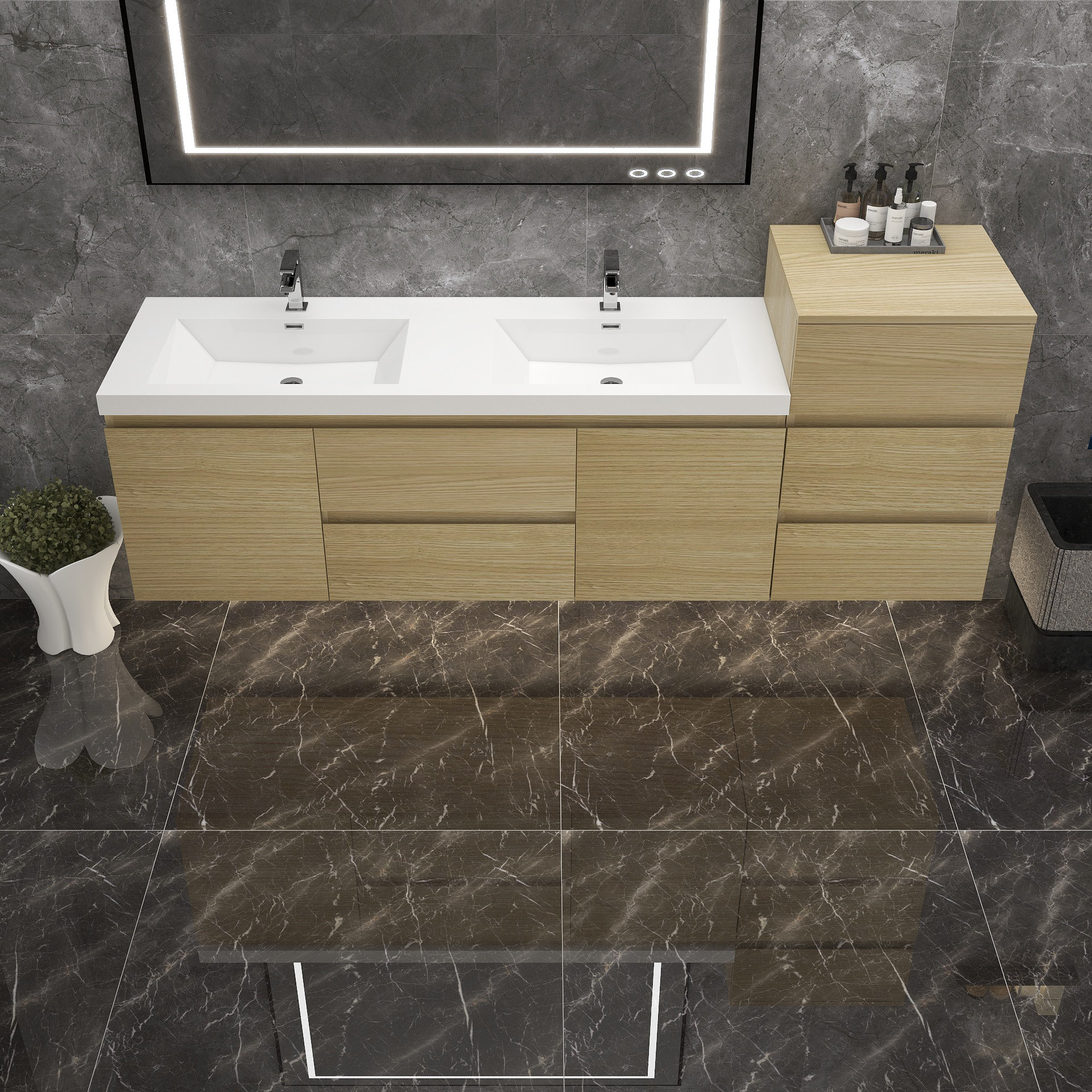 Morenobath Moreno Bailey 78.5'' Wall Mounted Double Bathroom Vanity