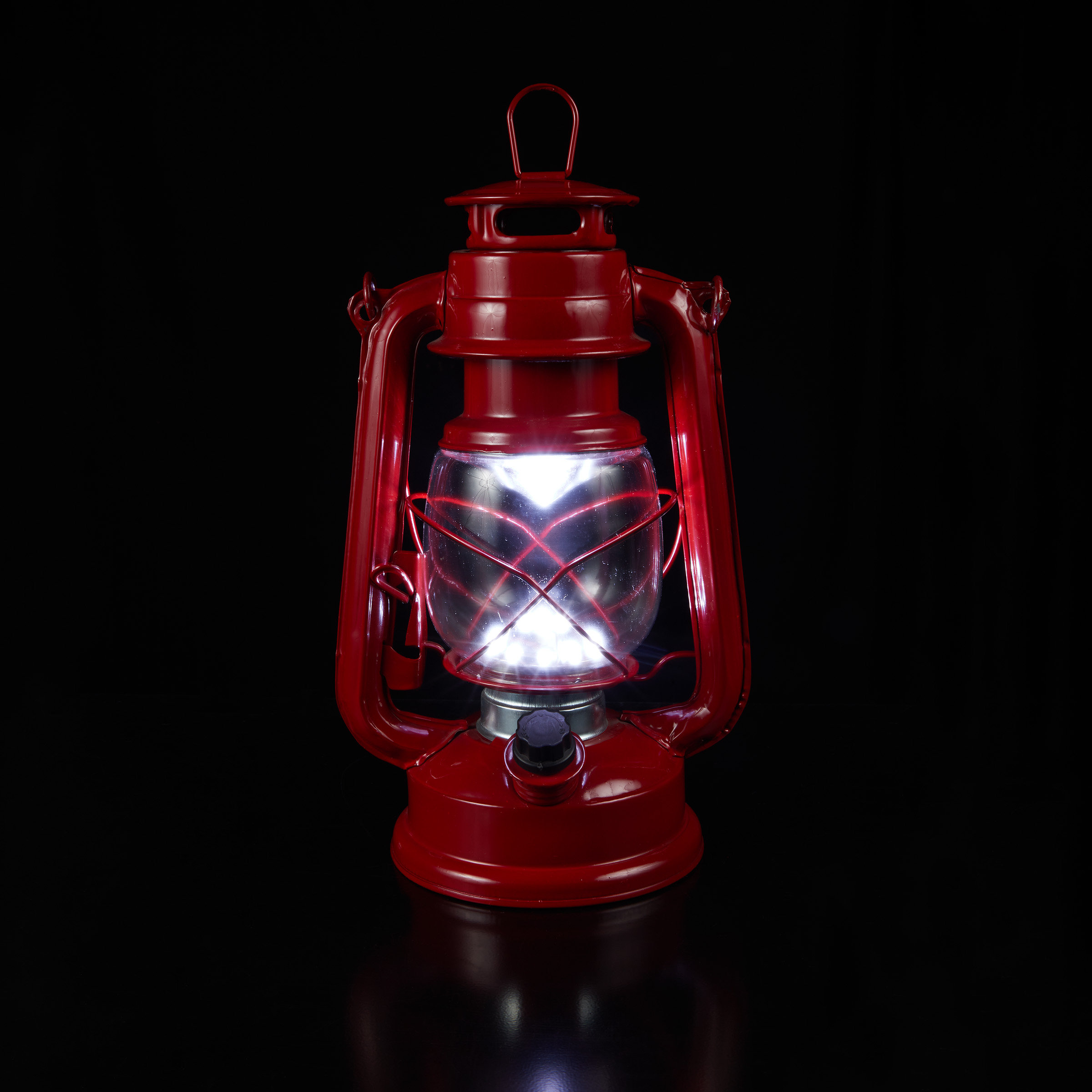 Dimmable Portable Hurricane Lantern 15 LED Light Camping Tent Carry Lamp ~ RED 