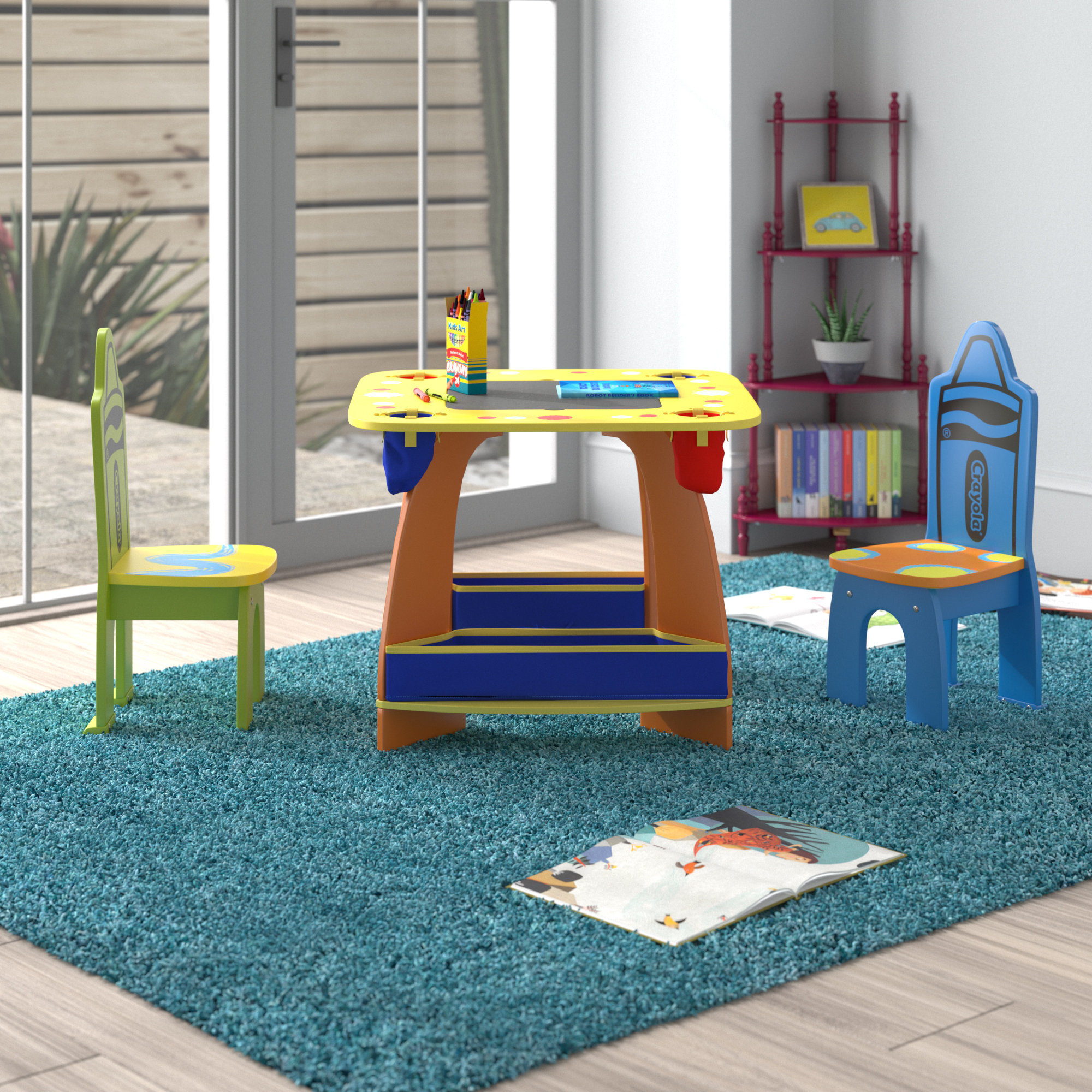 3pcs Crayola Kids Table & Chairs Durable Ideal For Girls And Boys 