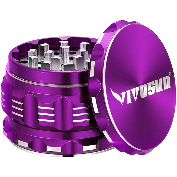 Chromium Crusher Purple 4 Piece Tobacco Spice Herb Grinder  Pick Your Size 2.2 