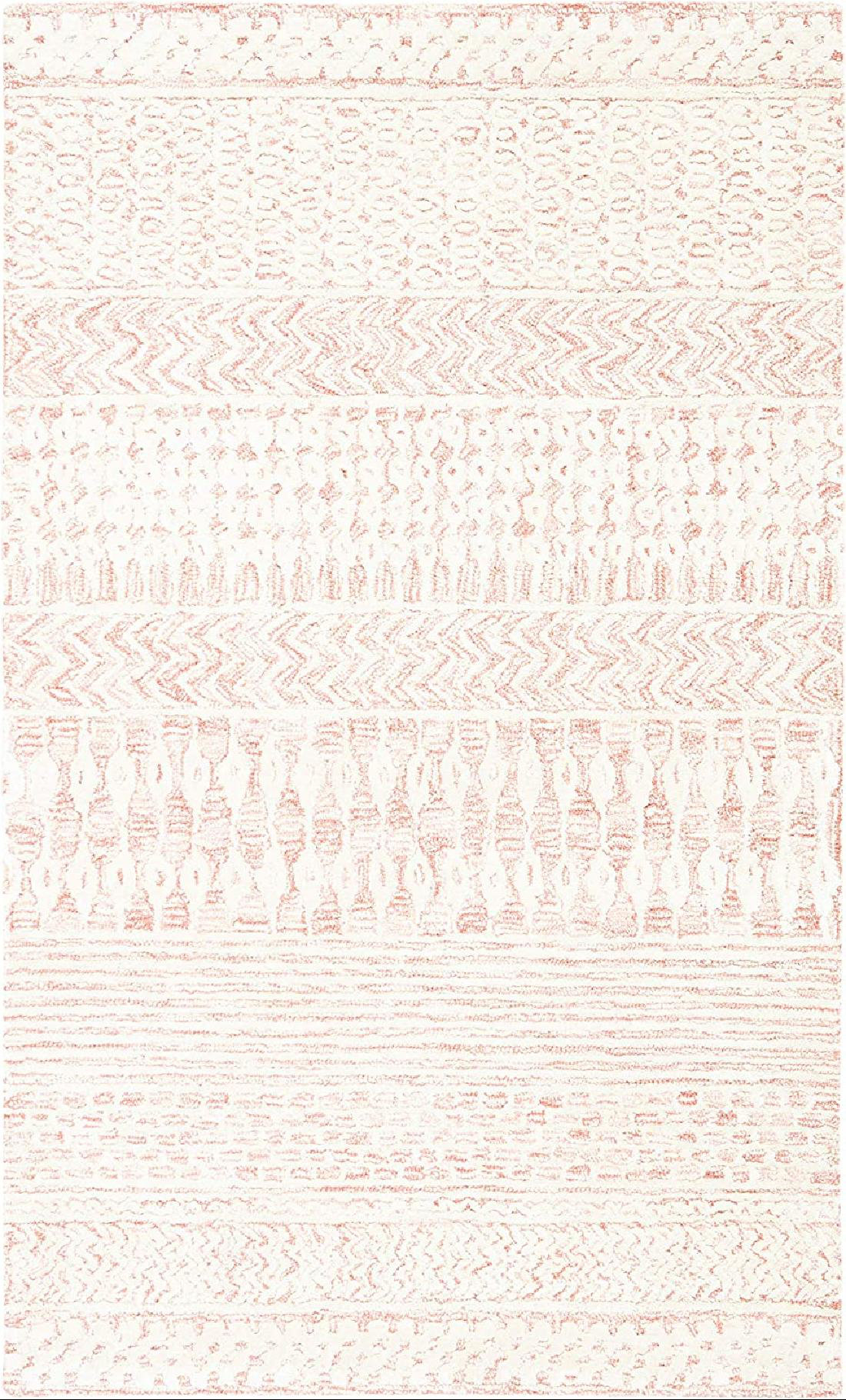 Dakota Fields Amelyah Handmade Hand Tufted Wool Light Pink/Ivory Rug