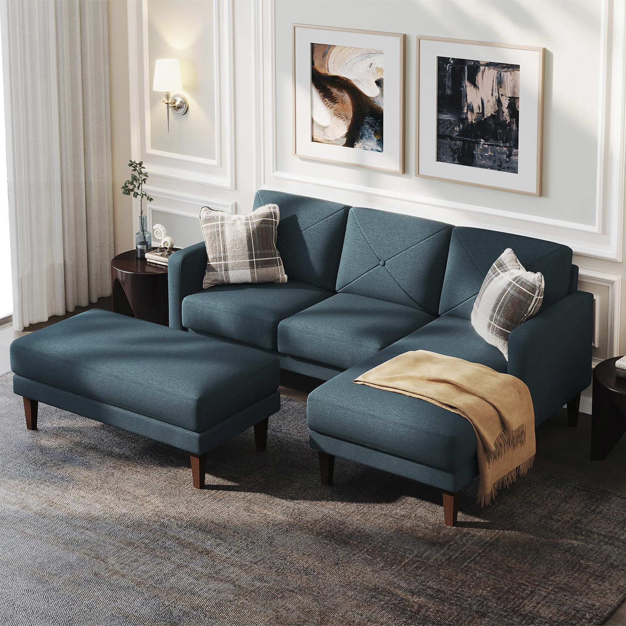 Ebern Designs Upholstered Chaise Sectional & Reviews | Wayfair