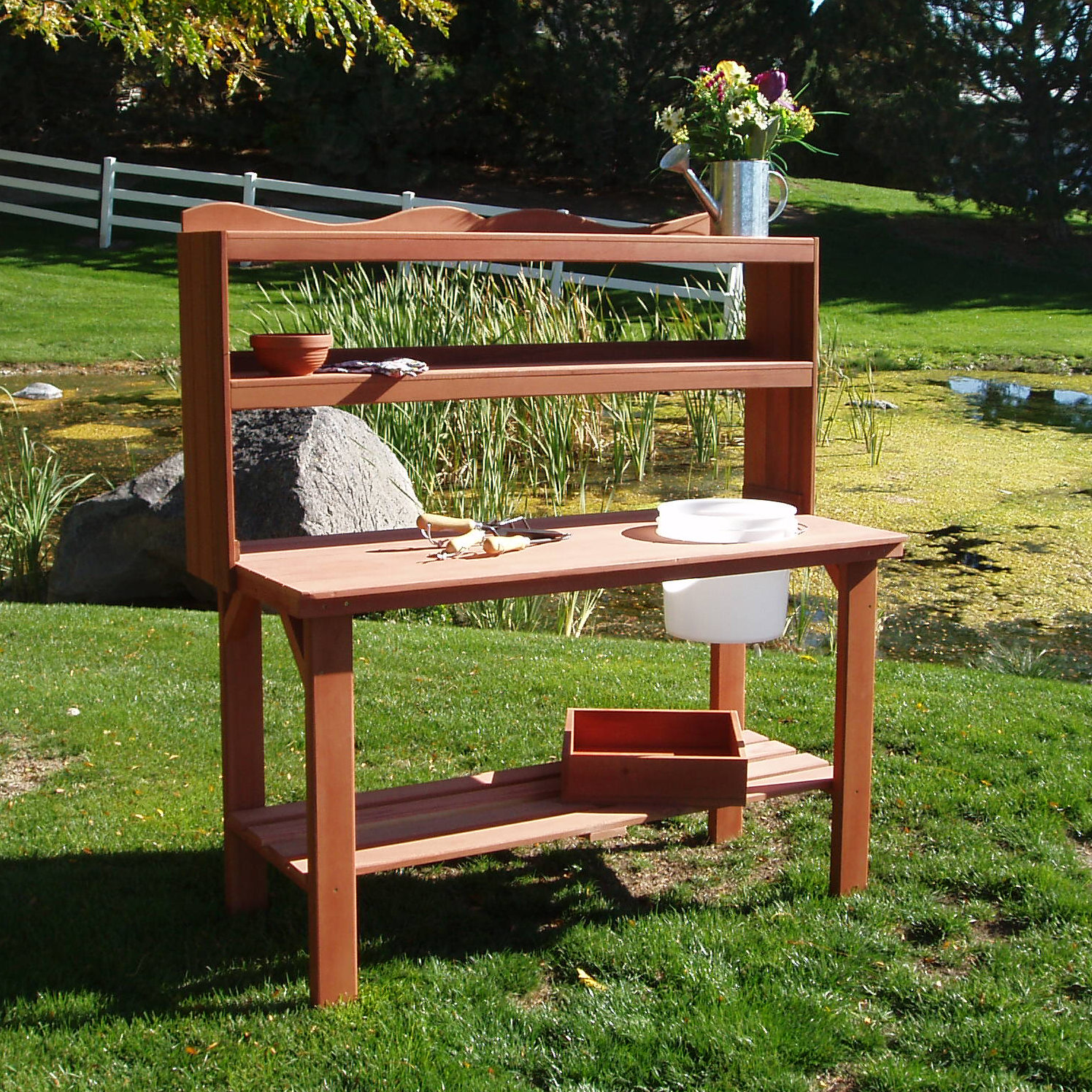 Arlmont & Co. Dunlop Cedar Potting Bench & Reviews Wayfair