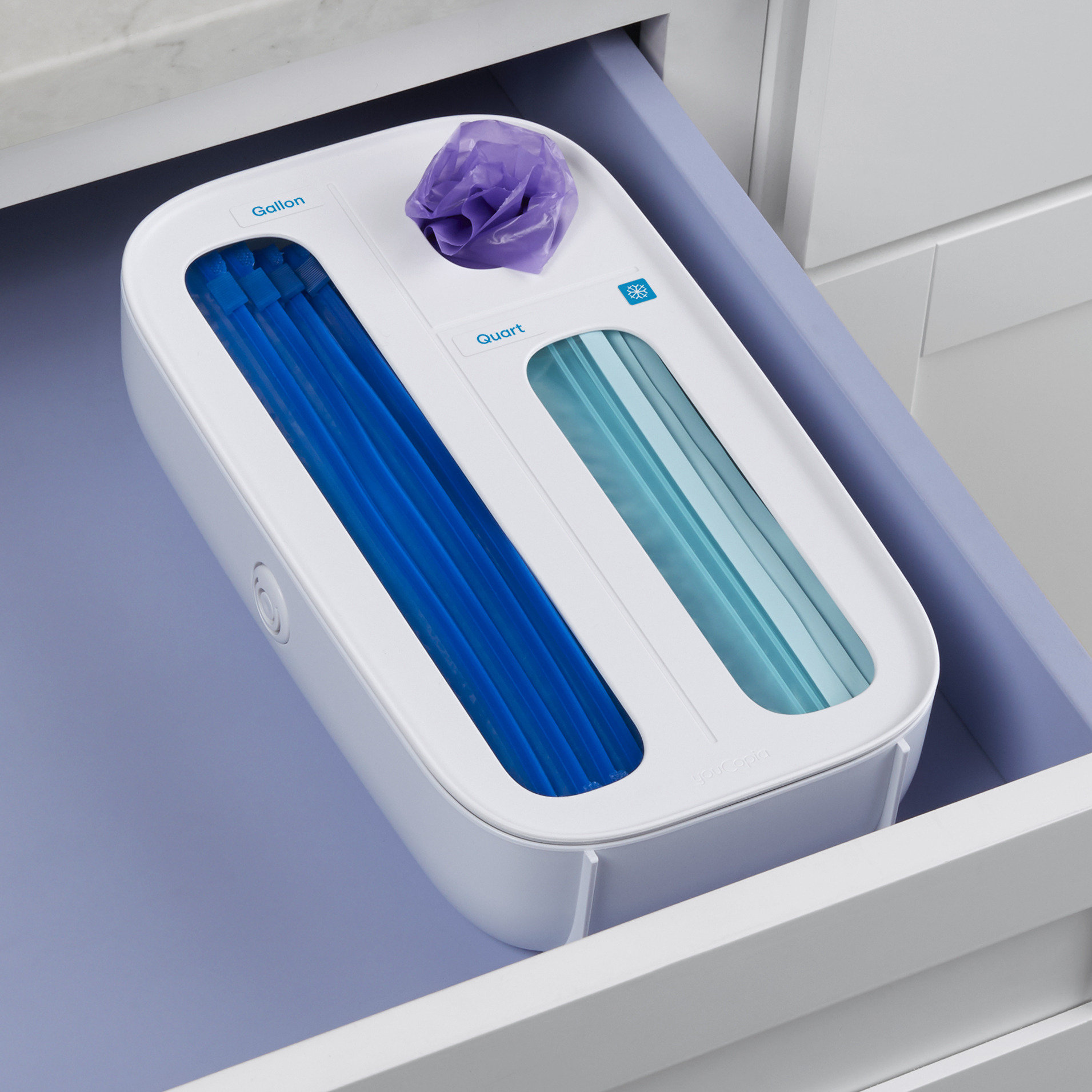 YouCopia StoraBag Drawer Food Bag Dispenser, 3Slot, Plastic Sandwich