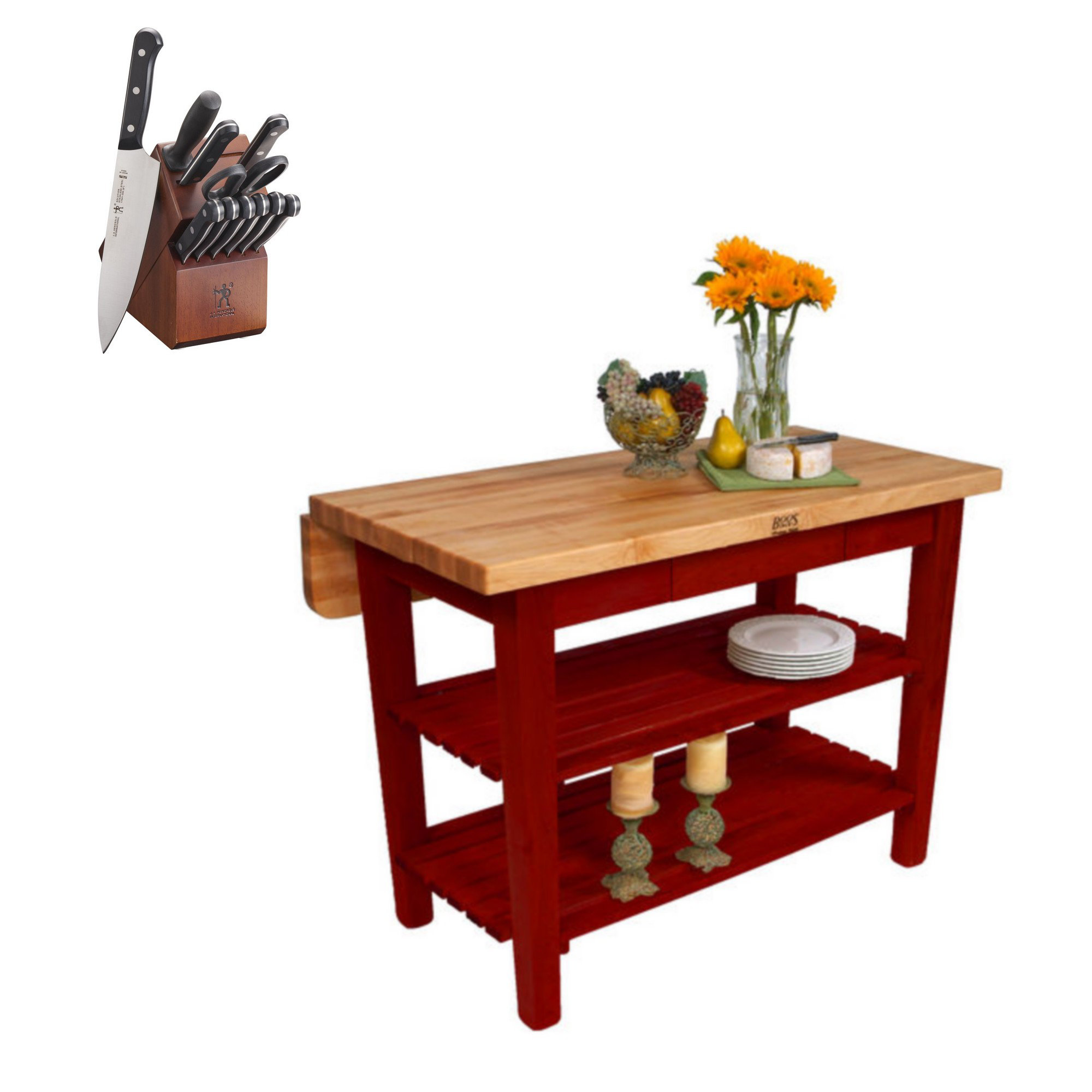 John Boos Butcher Blocks 60'' Wide Rolling Prep Table with Solid Wood