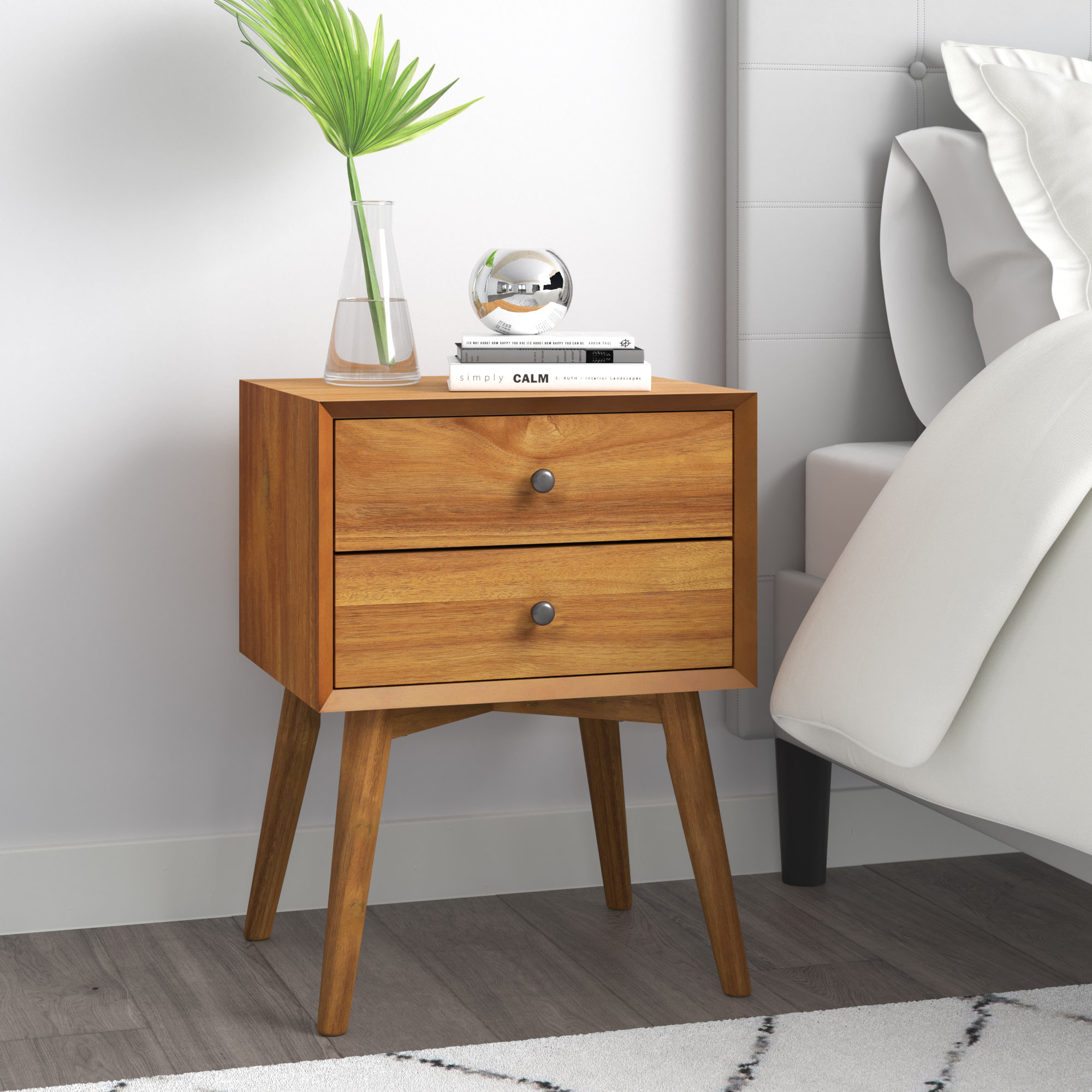 Mercury Row® Rowlands Solid + Manufactured Wood Nightstand & Reviews