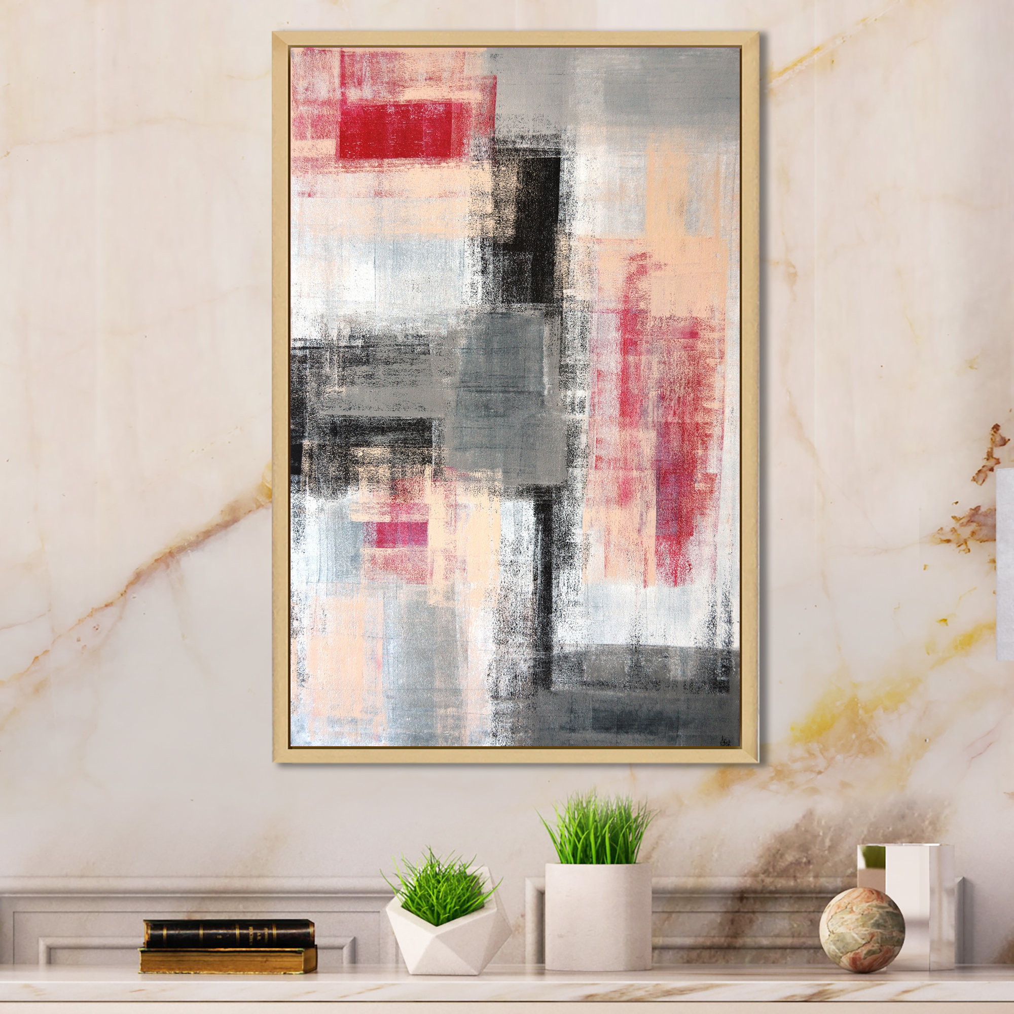 17 Stories Grey Meets Red Abstract Art Gray Meets Red Abstract Art ...