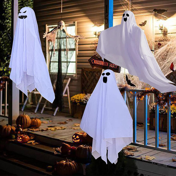The Holiday Aisle® Halloween Decorations Hanging Ghost 3 Pack 35.4 Inch ...