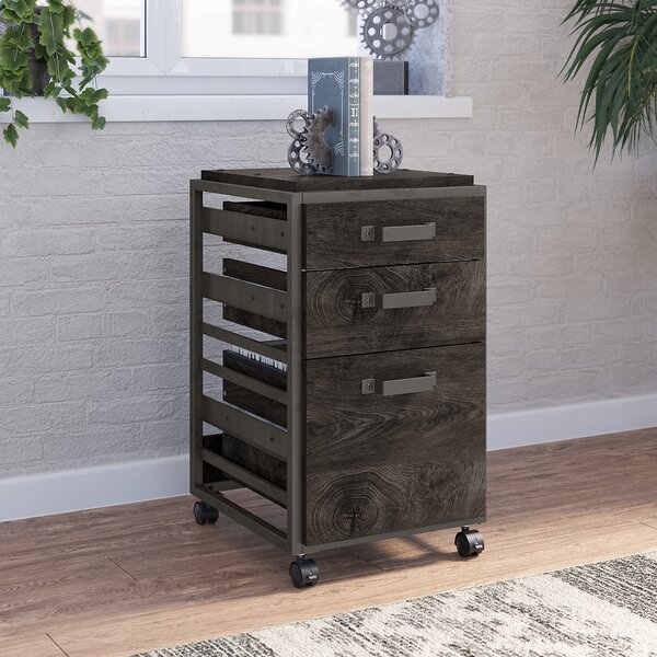 3 Drawers File Cabinet with 5 Wheels,Metal Office Drawers Cabinet with Lock,Mobile File Cabinet for Legal A4 F4,Sliver 