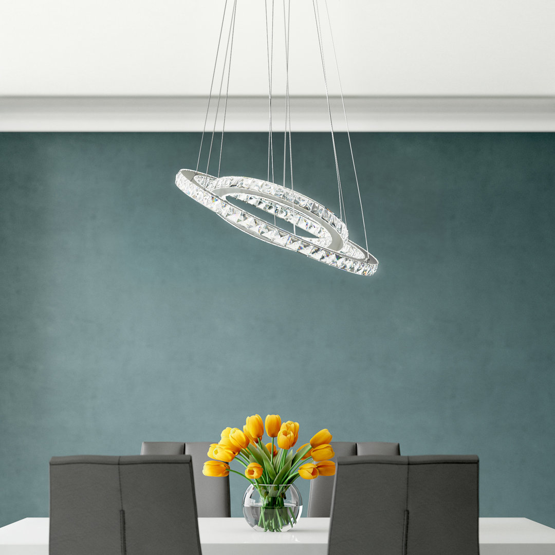 Willa Arlo Interiors Geometrische LED-Pendelleuchte 2-flammig Sidney Größe: 120 cm H x 60 cm B x 60 cm T
