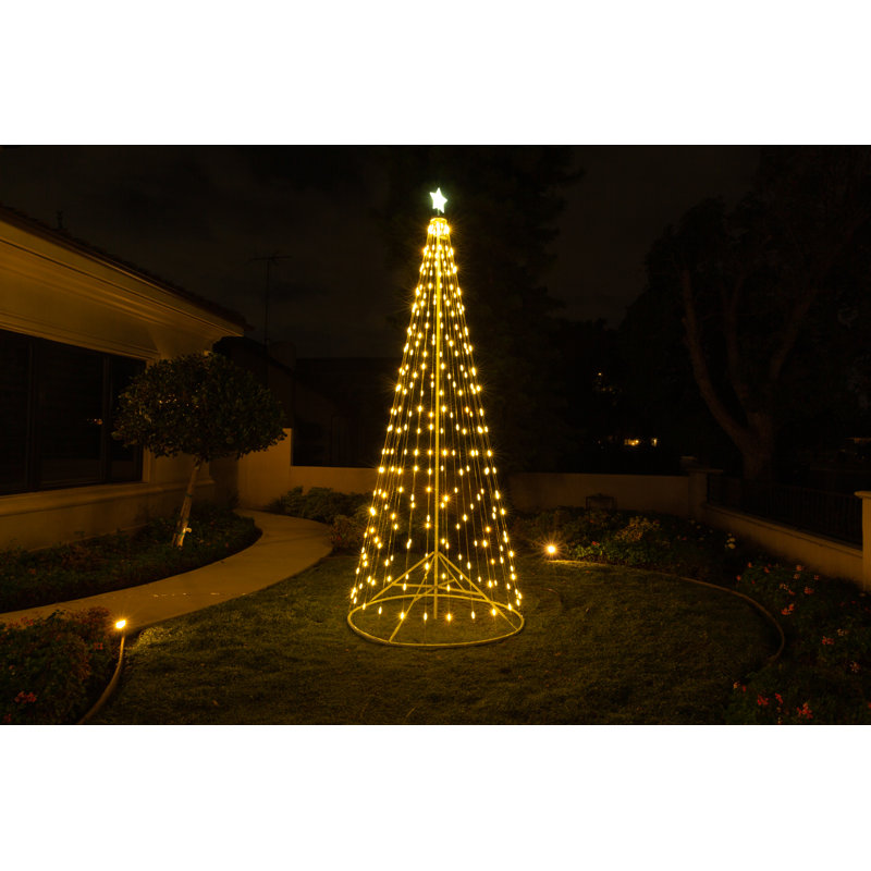 The Holiday Aisle® White LED Cone Tree with Collapsible Base Lighted ...
