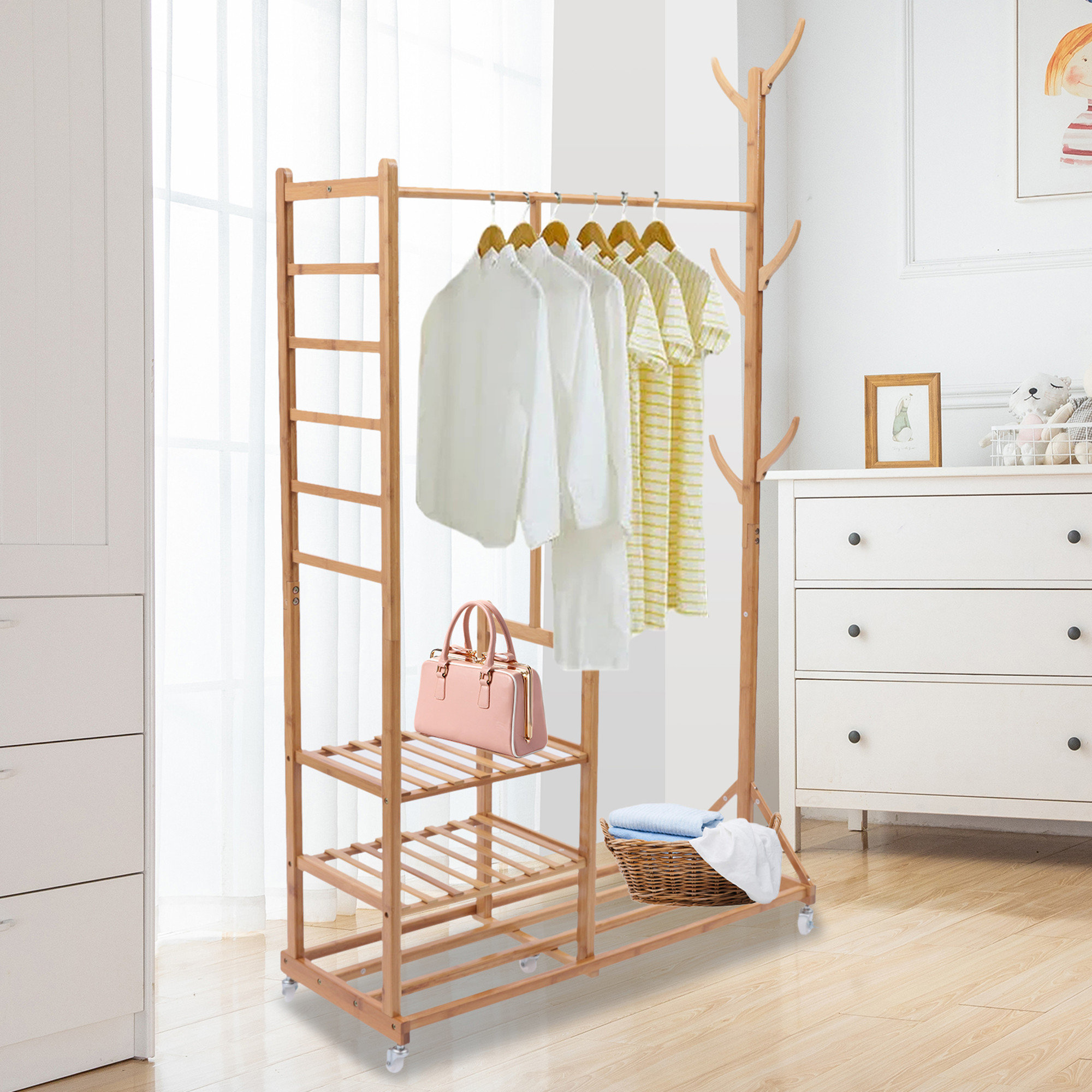 Rebrilliant JolieAmber 39.37'' Rolling Clothes Rack Wayfair