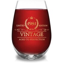 Vintage 1981 Printed 16oz Stemmed Wine Glass 40 years old gifts 40th Birthday Aged to Perfection