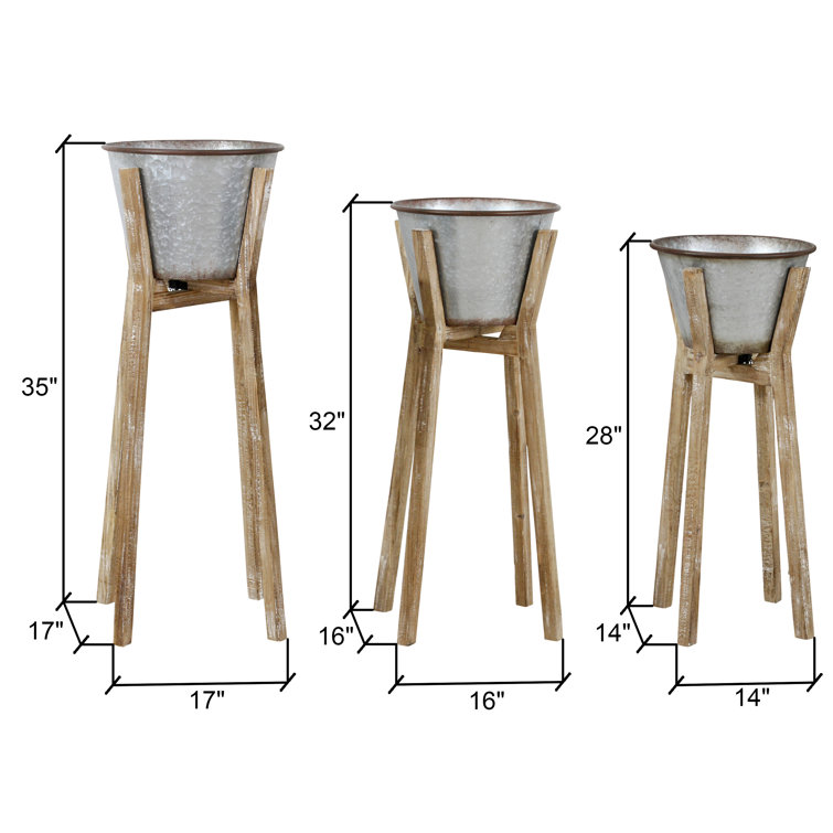 Hayes Rustic Elegance Metal & Wood Planter Set, 35"H