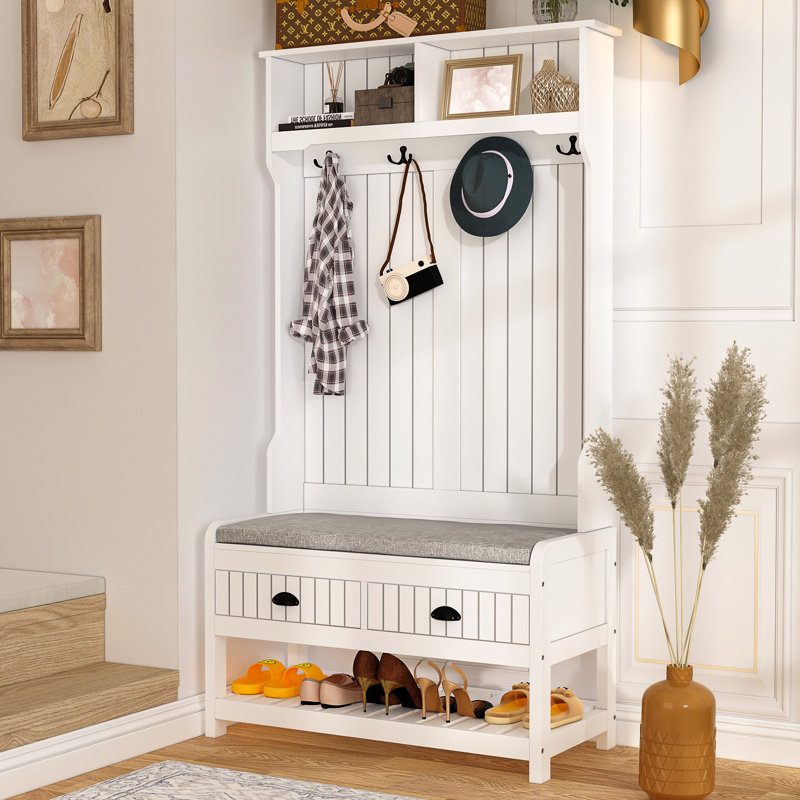 Red Barrel Studio® Modern Hall Tree with Bench and Shoe Storage ...