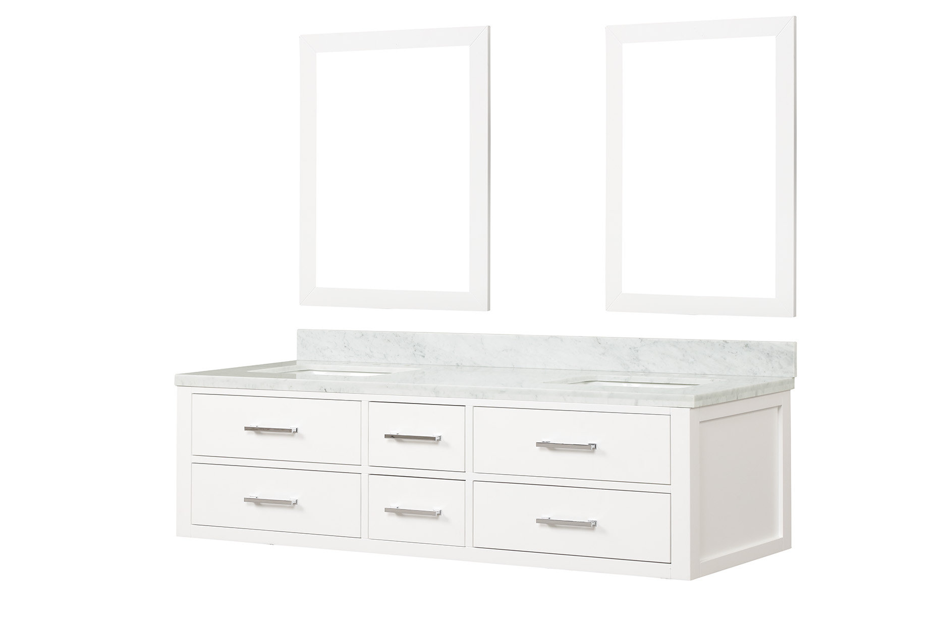 Lexora 72'' Wall Mounted Double Bathroom Vanity with Marble Vanity Top