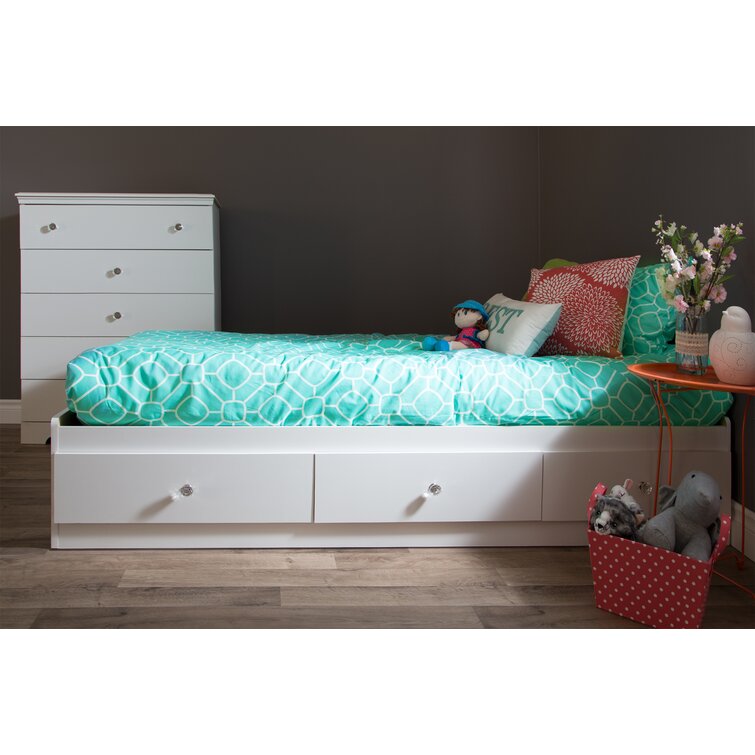 South Shore Crystal Twin Mates Bed in Pure White 