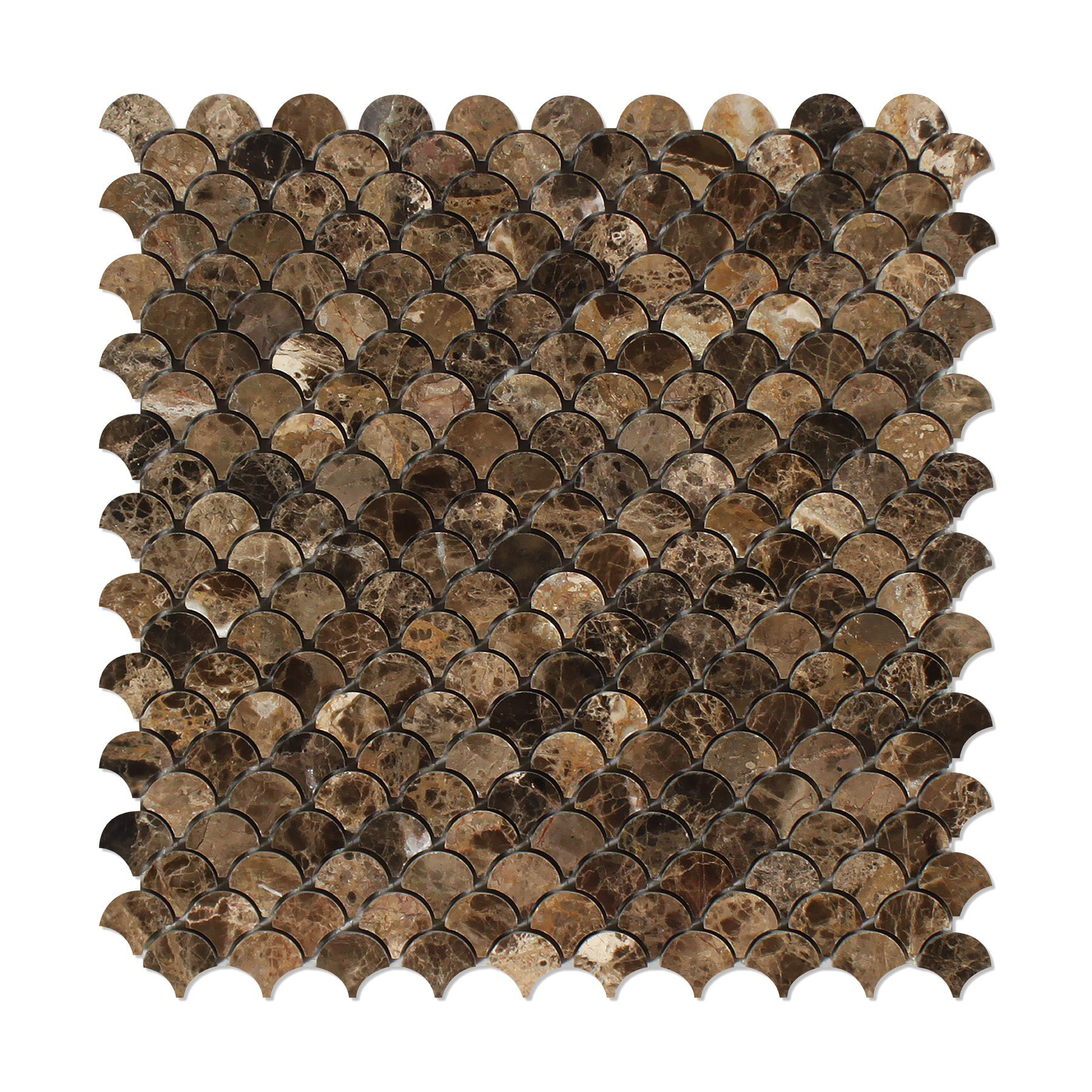 Stone & Tile Shoppe, Inc. Emperador Dark Fan Marble Fish Scale Mosaic ...