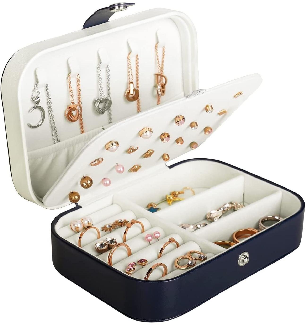 Womens Travel Portable Jewellery Box Organizer PU Leather Storage Case Display 