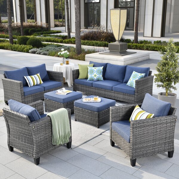Details about   4 PCS Patio Furniture Set Sofa Coffee Table Steel Frame Garden Deck 
