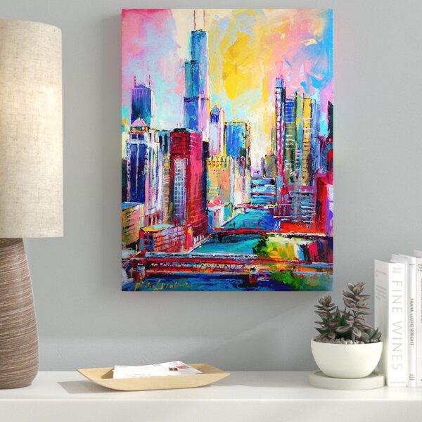 5 Panel Wall Art Painting Chicago Skyline Prints On Canvas The Picture City Oil 