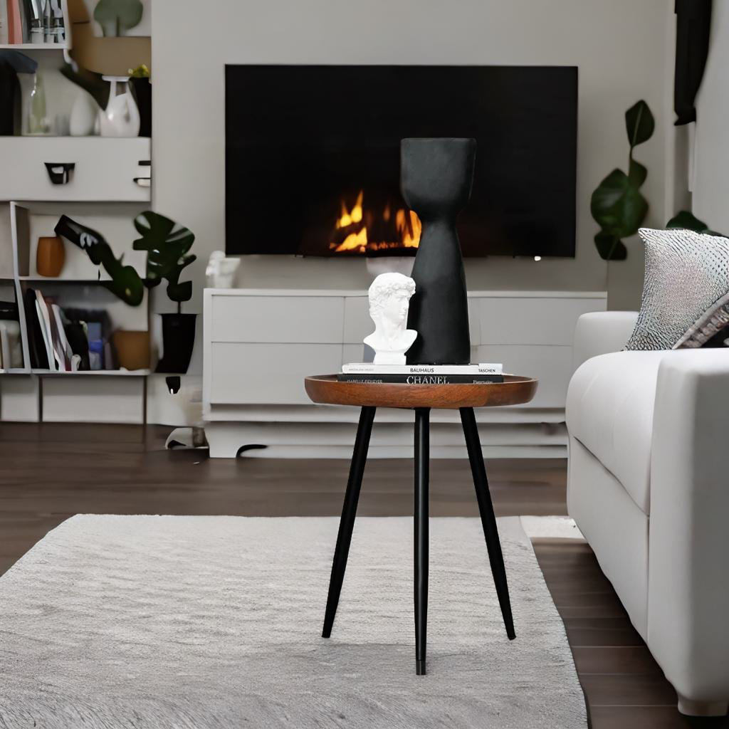 Corrigan Studio® Solid Wood Round End Table. Contemporary Accent Table