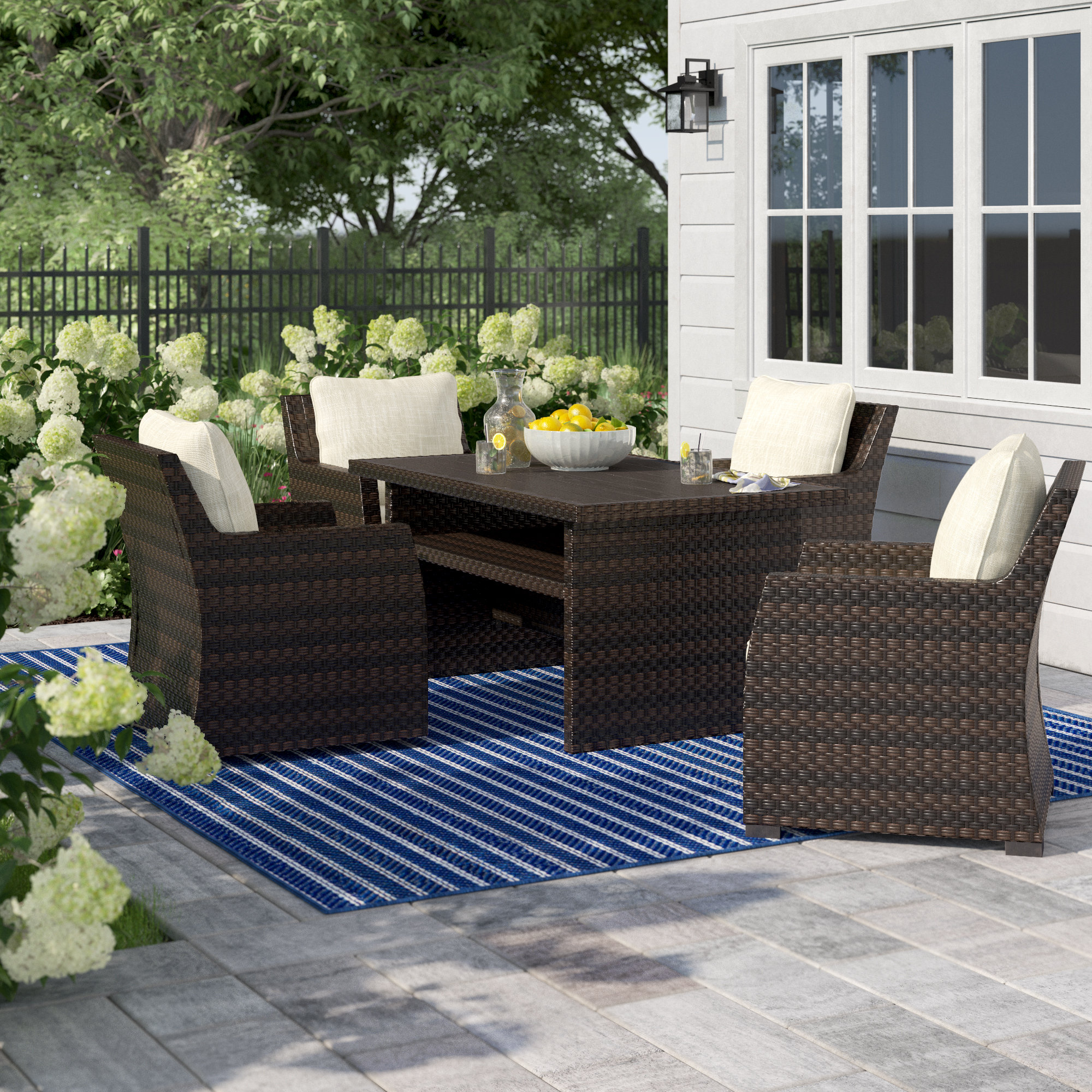 Sol 72 Outdoor™ Zora Rectangular 4 Person 58.88'' Long Dining Set