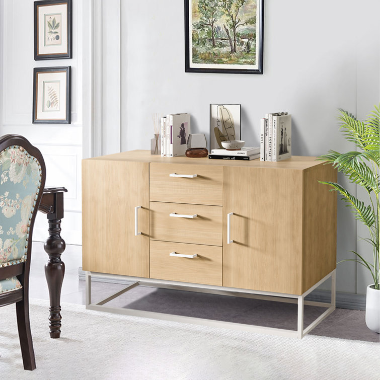 Robynn Lyquinn 47" Wide 3 Drawer Server Buffet Cabinet with 2 Cabinets