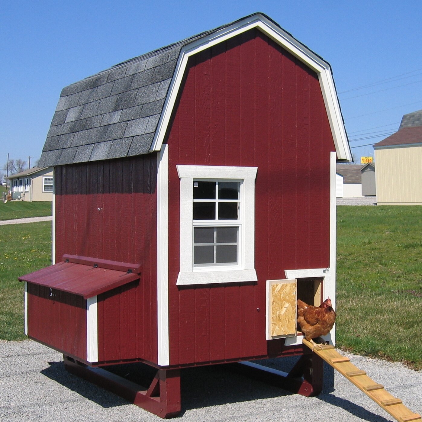 Chicken Coop Hen House 4 ft x 8 ft Barn Gambrel Roof Style Project Plans 