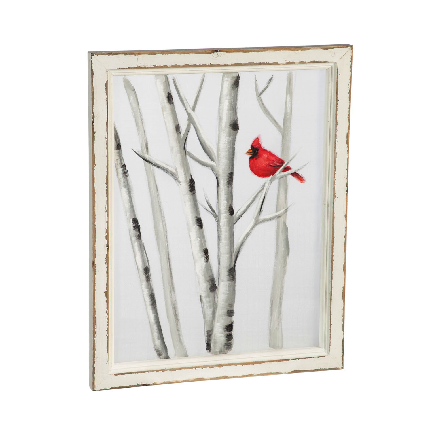 Red Barrel Studio® Birch Trees With Red Cardinal Picture Frame