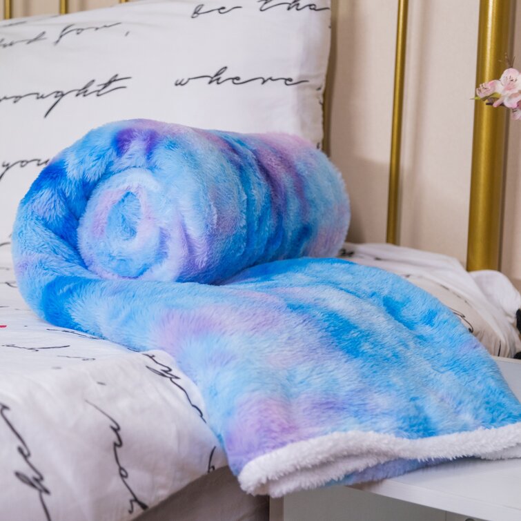 Rainbow 200cm,Stylish Colors Design Fluffy Blanket,Extra Soft & Warm Microfiber Faux fur Fleece Throw Blanket Suitable for Sofa or Bed Galatée Fashion Rainbow Blanket 160