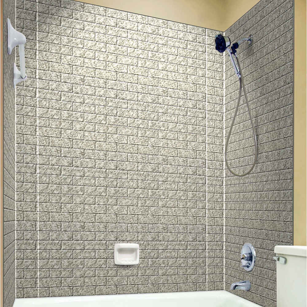 FromPlainToBeautifulInHours Subway Tile Mirroflex Tub and Shower Wall
