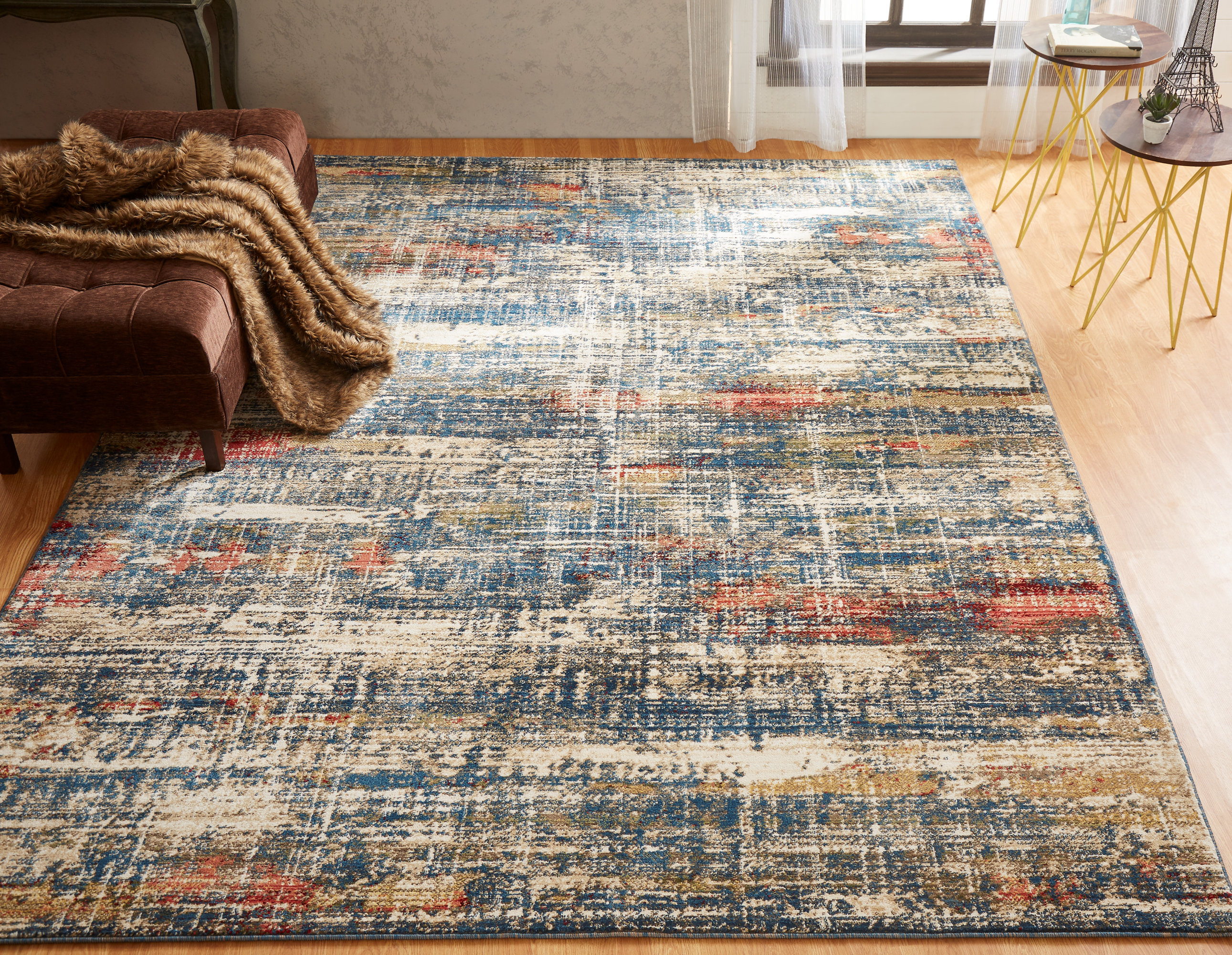Williston Holbeach Abstract Blue/Beige Area Rug & Reviews Wayfair