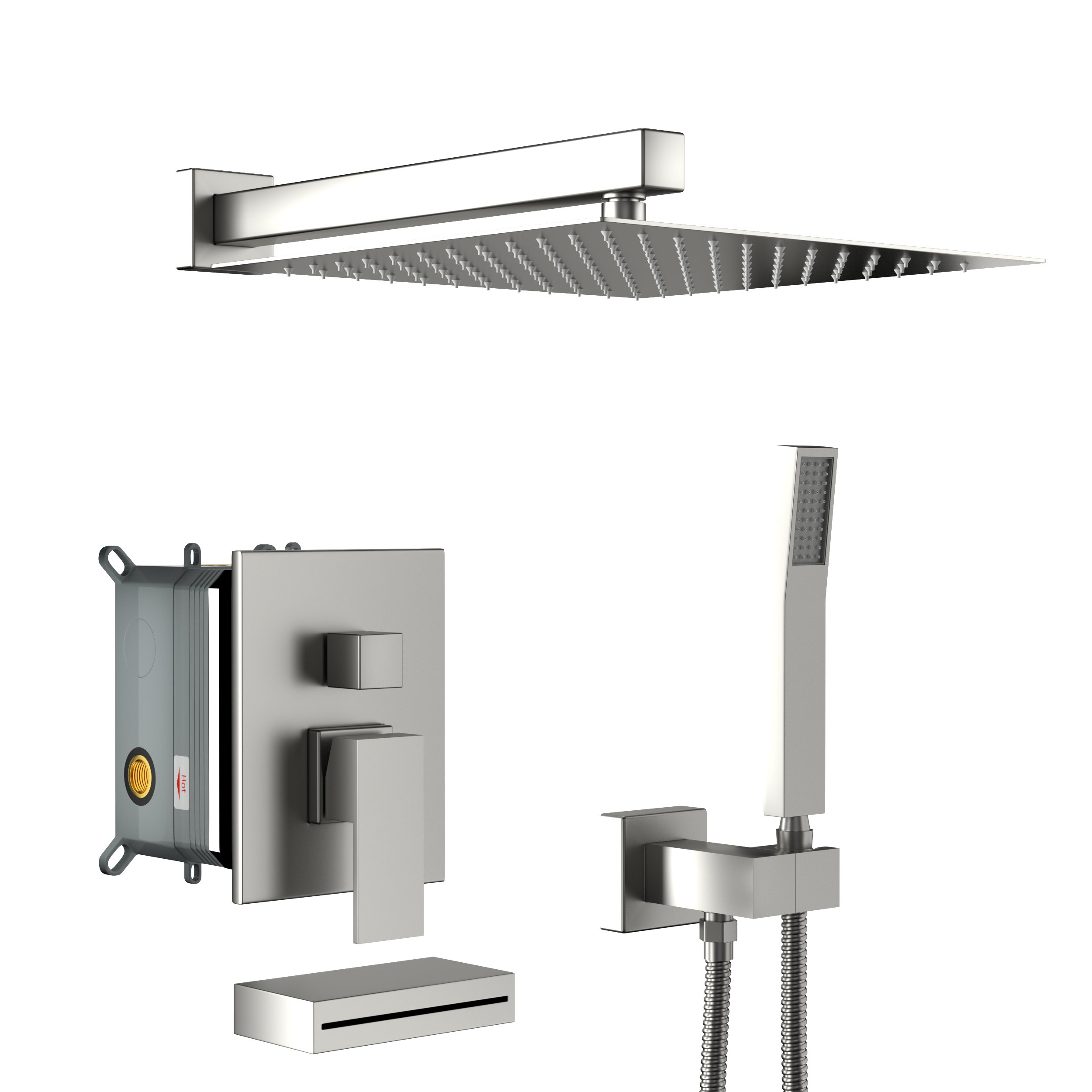 cheetah sourcing Shower System Waterfall Tub Spout Shower Faucet Set