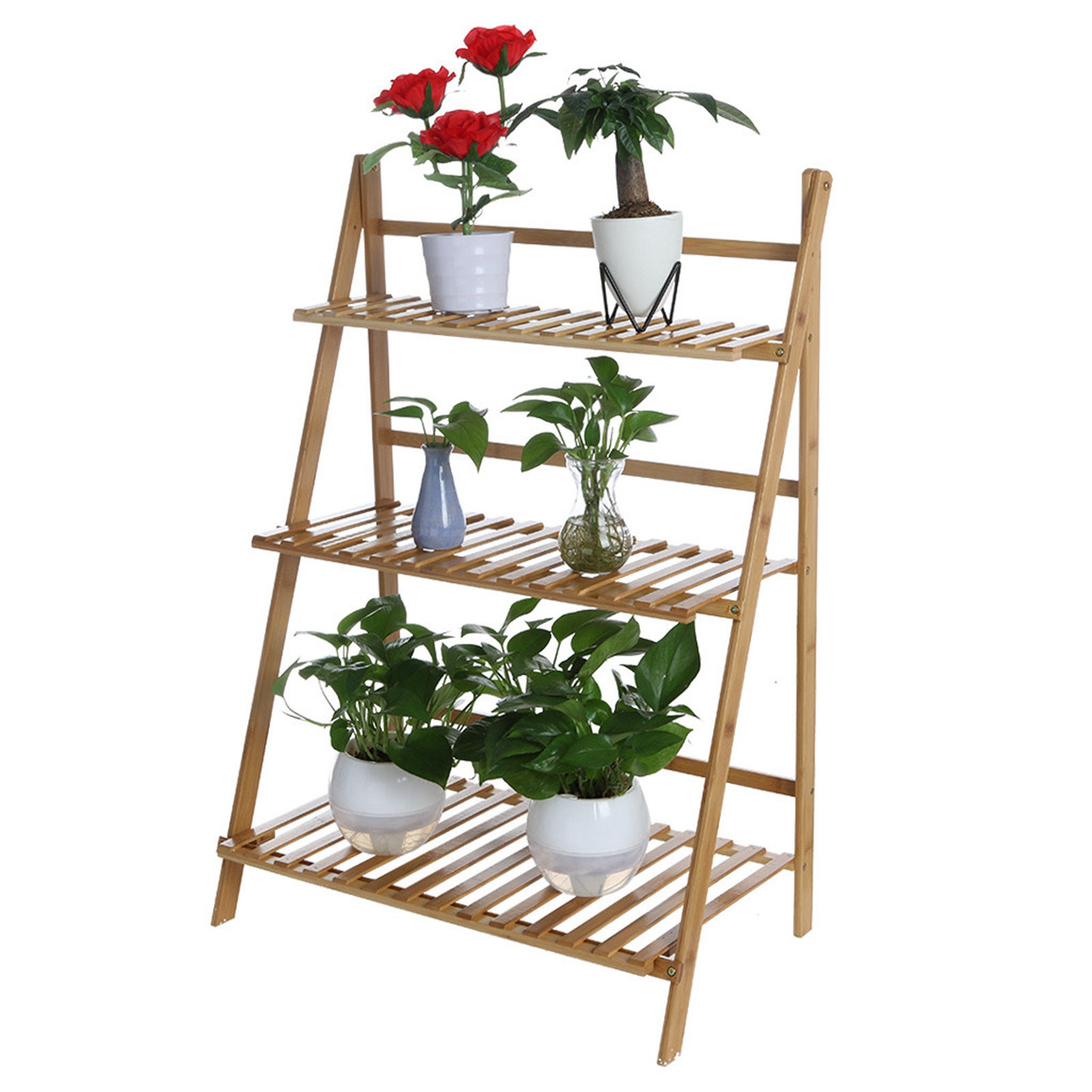 Arlmont & Co. 3Tier Bamboo Plant Stand Planter Rack Flower Pots Holder