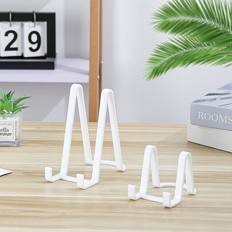6 Inch Tall White plastic Display Stand Holder Easels for Plates Photos & More 