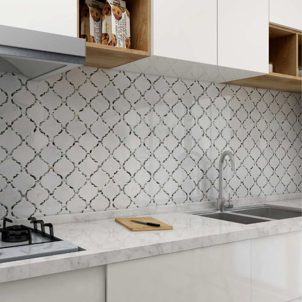 Long Island Mosaics & Tile Tahitian Pearl 14" x 14.5" Glass Satin ...