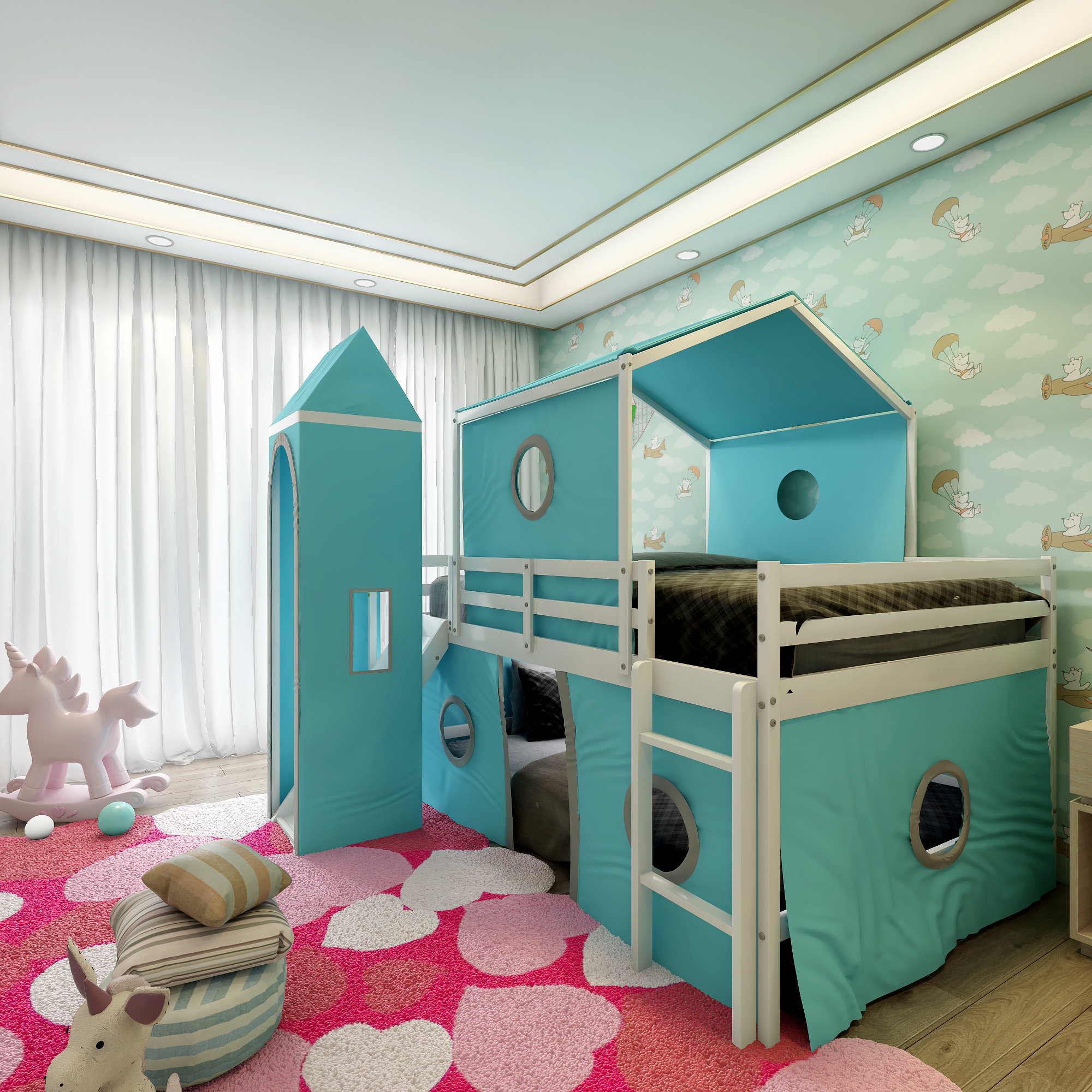 Harper Orchard House Loft Bed For Kids Full Size Loft Beds With Slide 