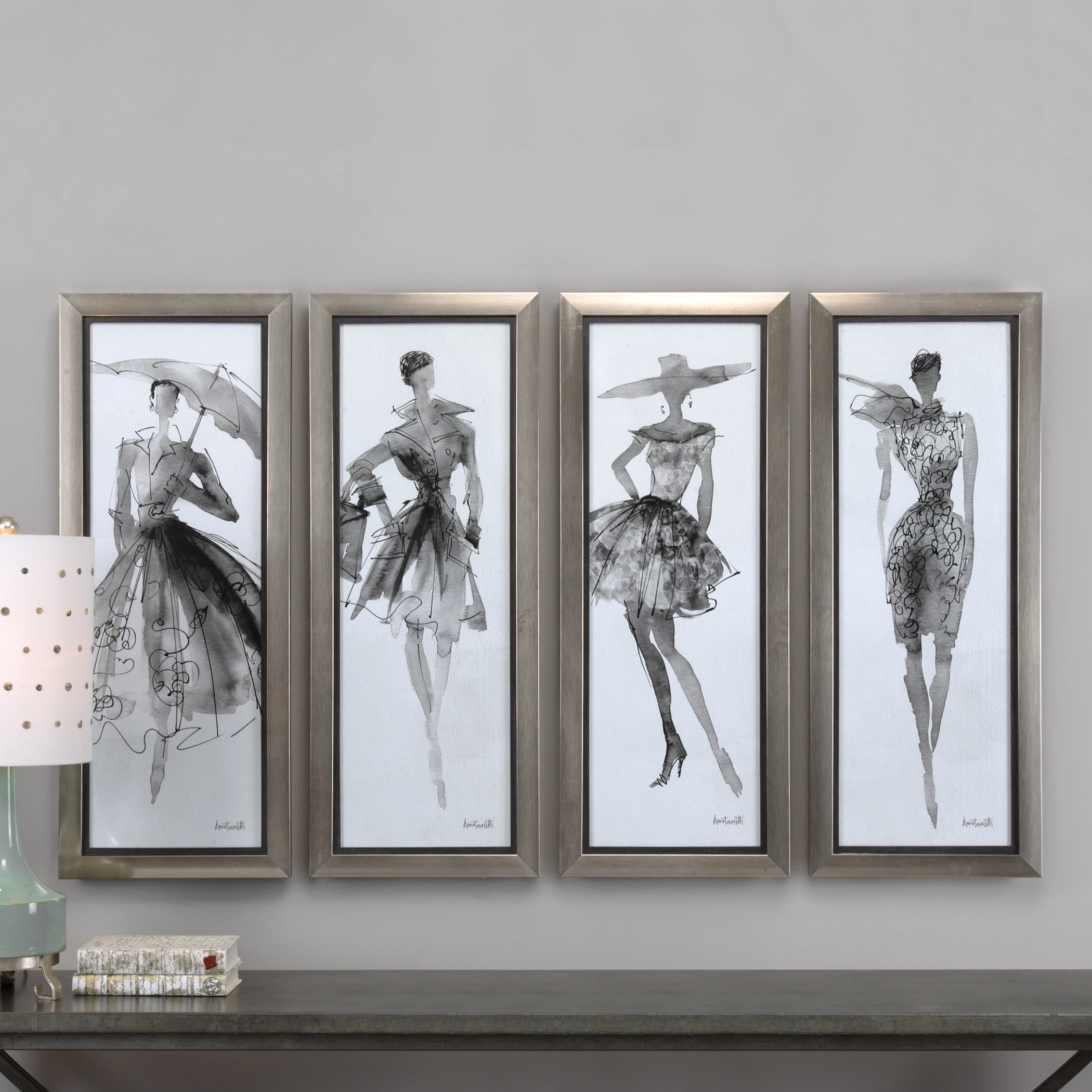 Mercer41 Fashion Sketchbook Art 4 Piece Picture Frame Graphic Art on