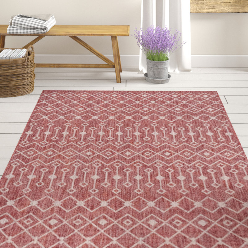 Gracie Oaks Julieta Southwestern Rust Red Indoor/Outdoor Area Rug ...